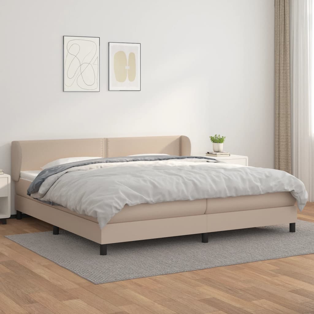 Boxspringbett Mit Matratze -Braun 90X200Cm Kunstleder Cappuccino