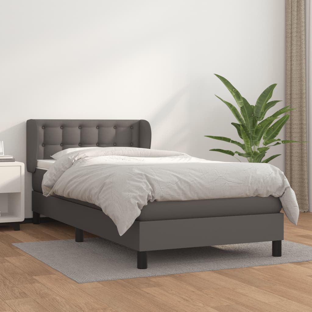 Boxspringbett Mit Matratze Kunstleder Grau