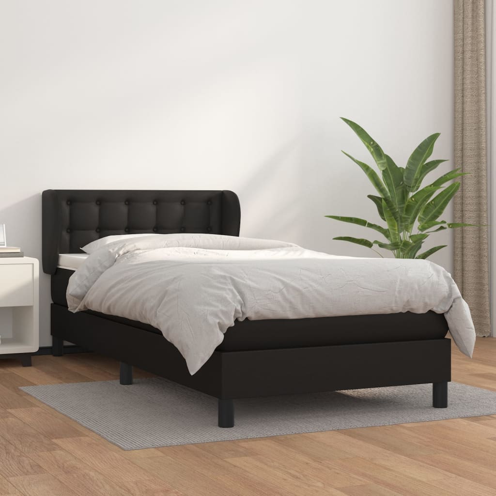 Boxspringbett Mit Matratze Kunstleder Schwarz