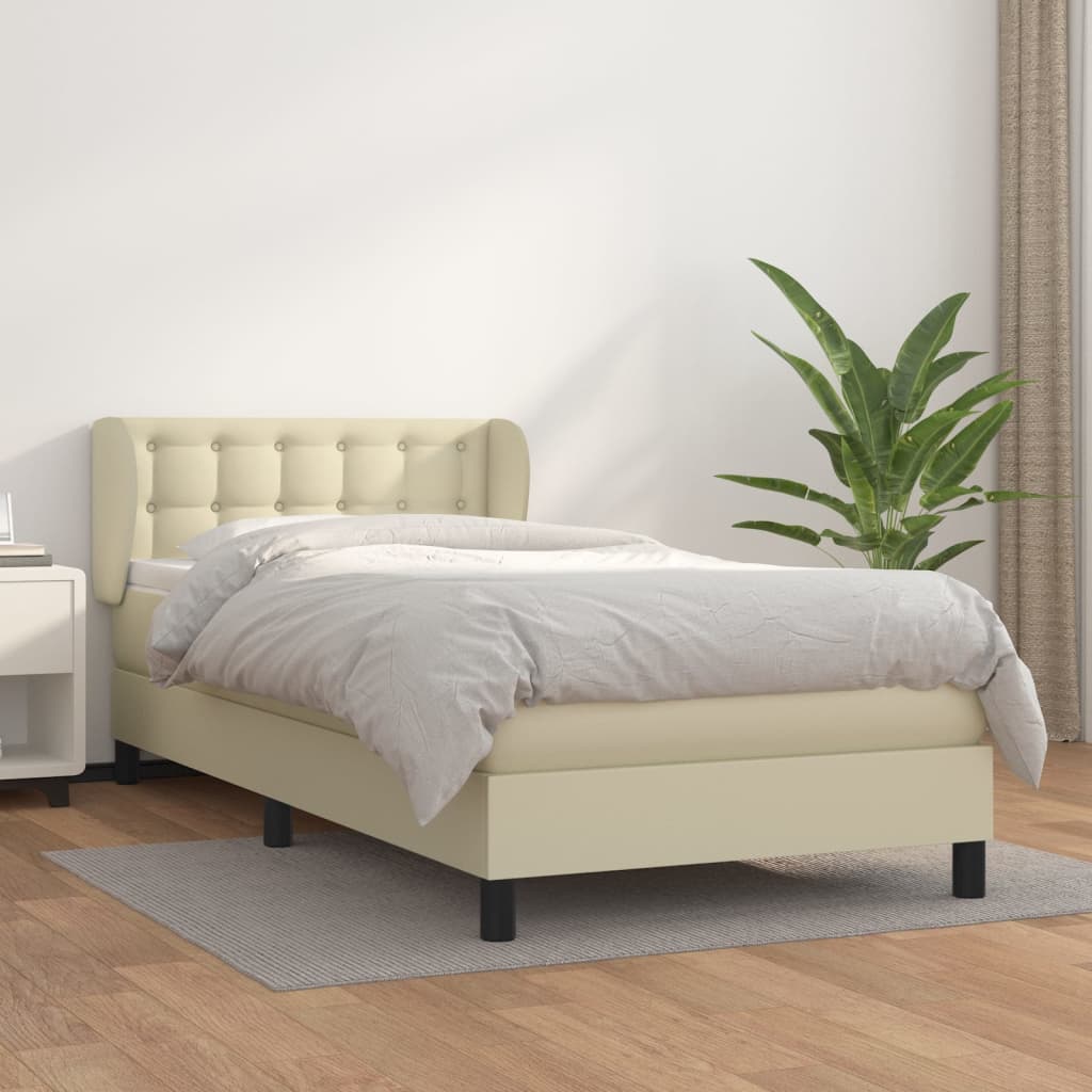 Boxspringbett Mit Matratze Kunstleder Creme