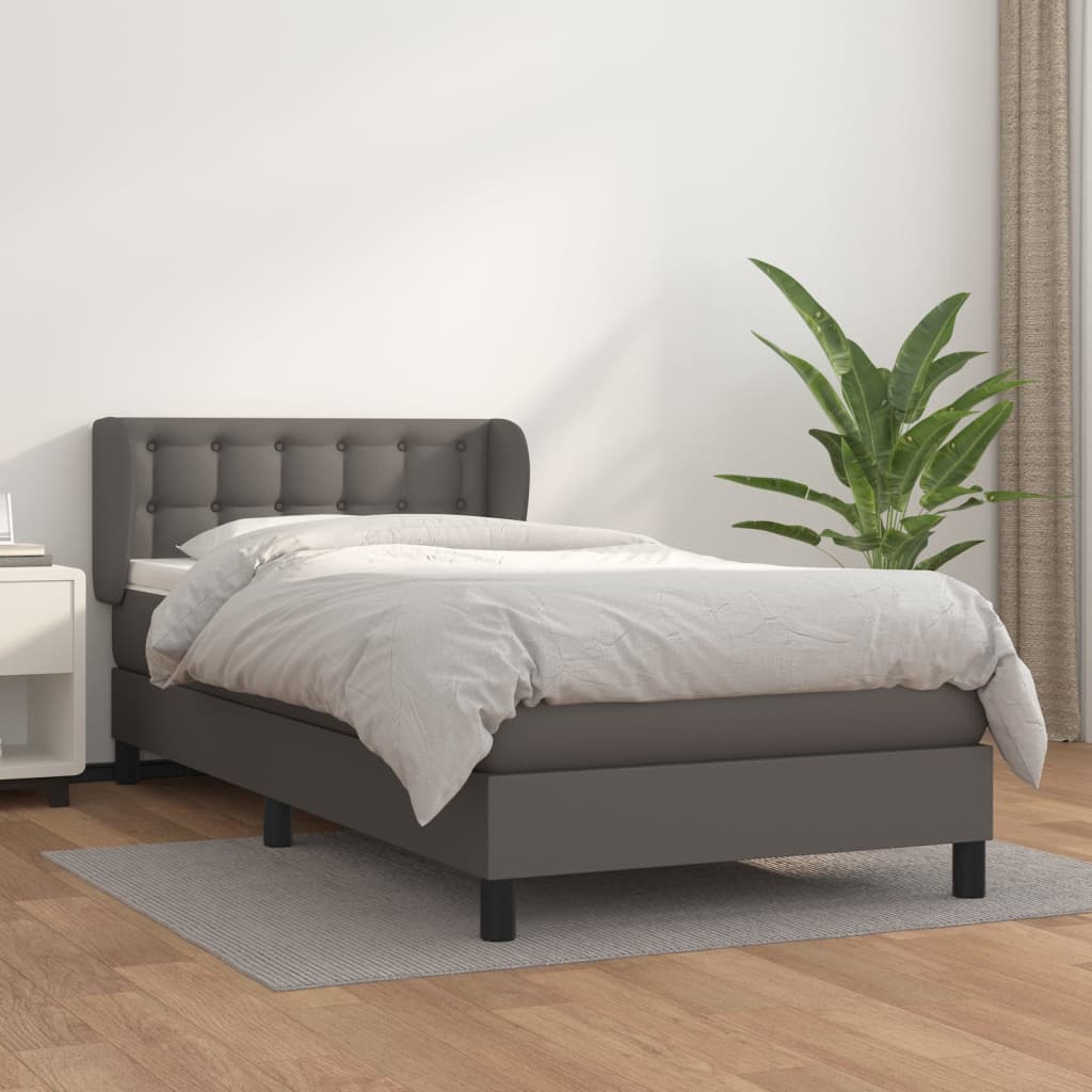 Boxspringbett Mit Matratze Kunstleder Grau