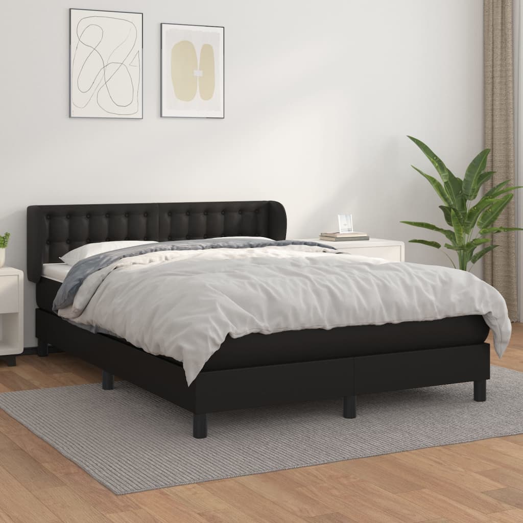 Boxspringbett Mit Matratze Kunstleder Schwarz