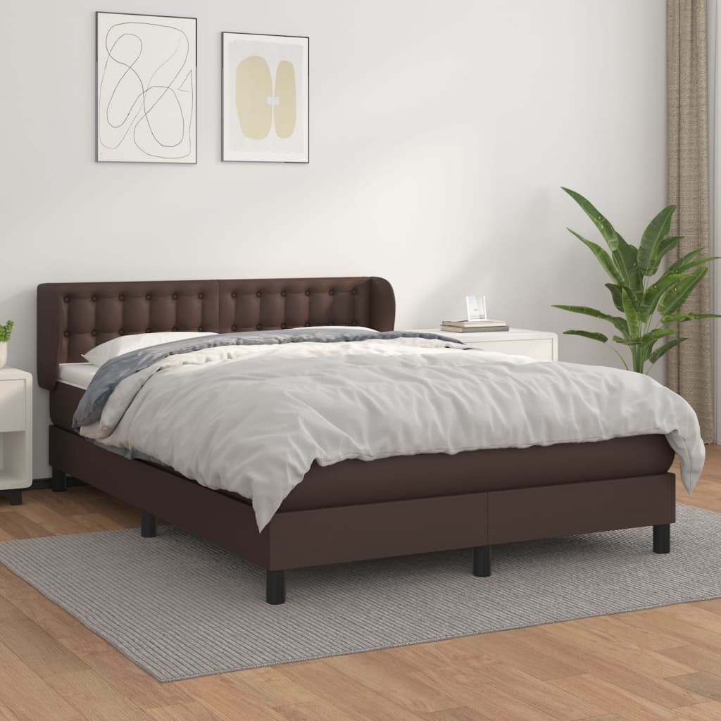 Boxspringbett Mit Matratze Kunstleder Braun