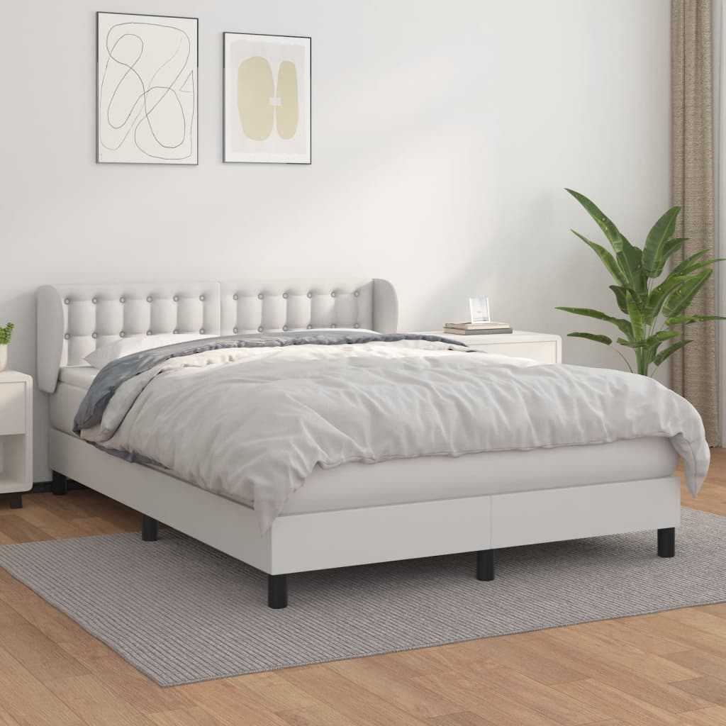 Boxspringbett Mit Matratze Kunstleder Weiß