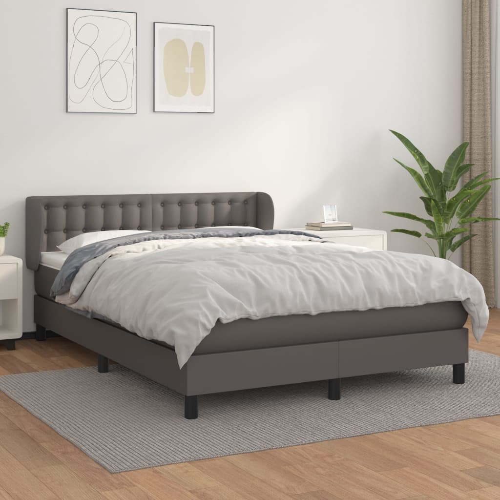 Boxspringbett Mit Matratze Kunstleder Grau