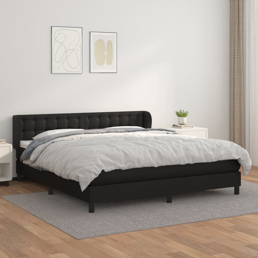 Boxspringbett Mit Matratze Kunstleder Schwarz