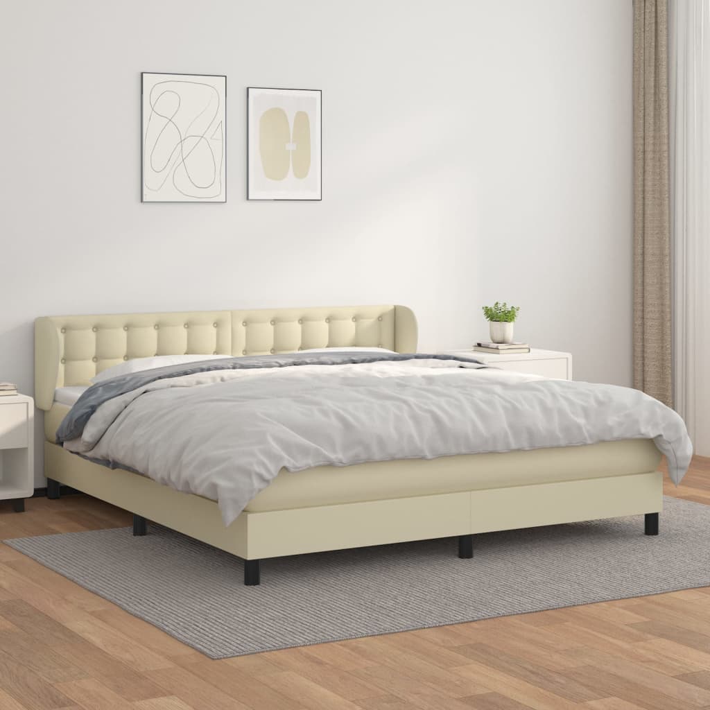 Boxspringbett Mit Matratze Kunstleder Creme
