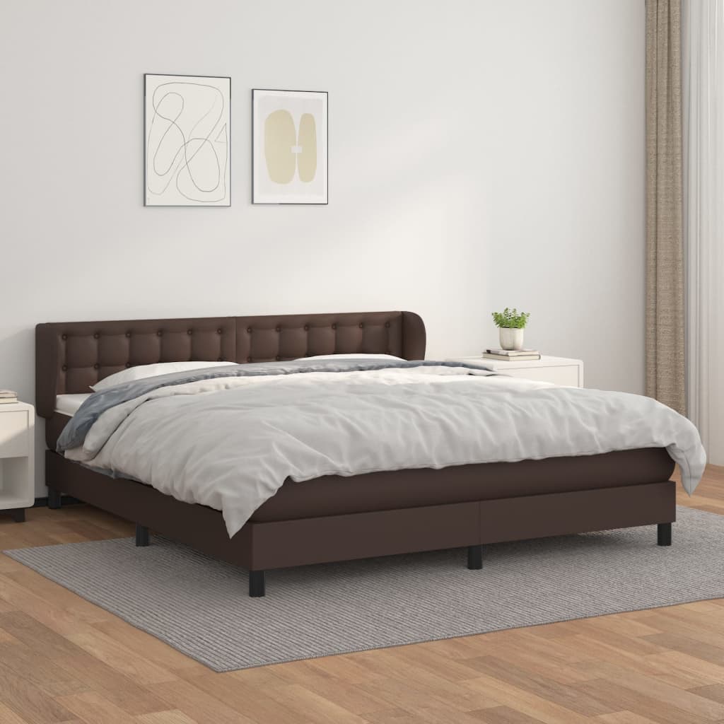 Boxspringbett Mit Matratze Kunstleder Braun