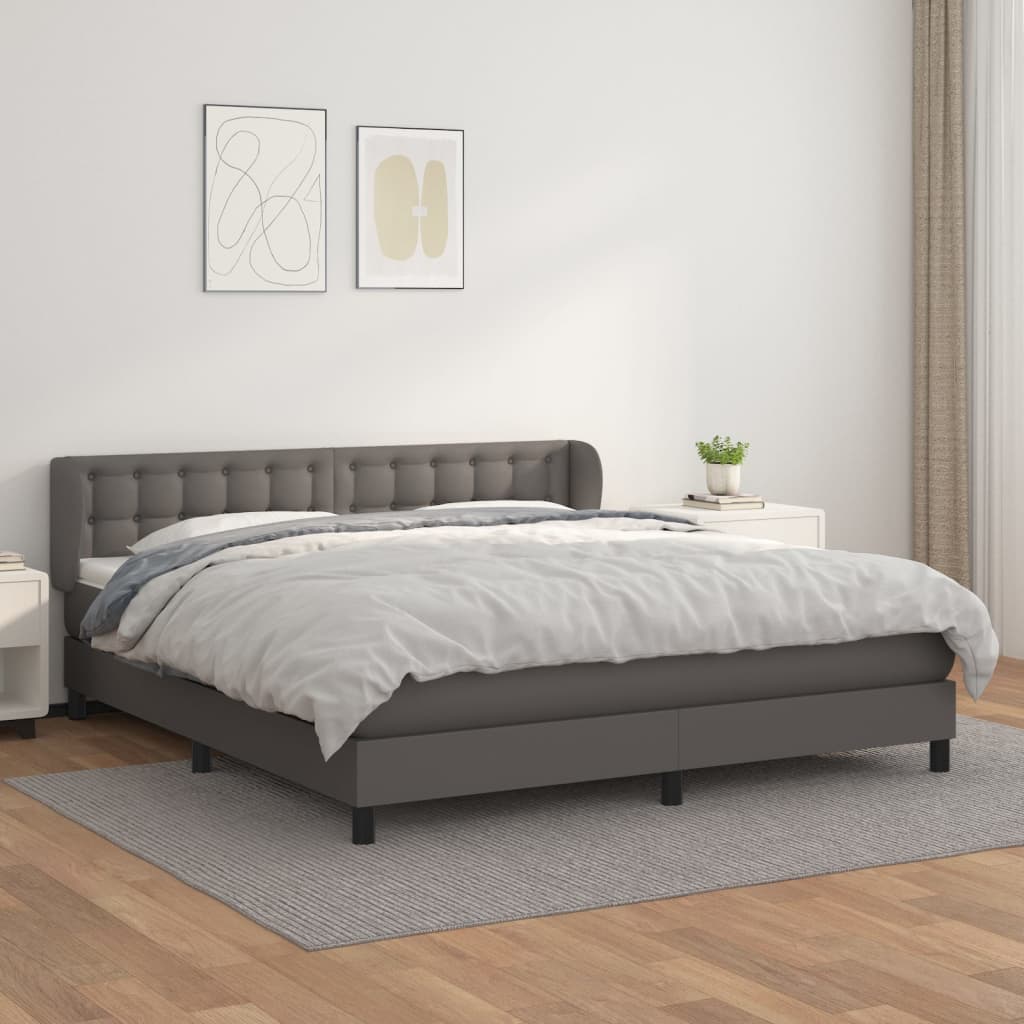 Boxspringbett Mit Matratze Kunstleder Grau
