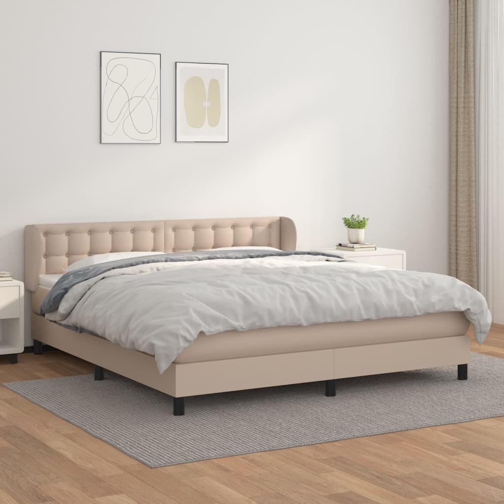 Boxspringbett Mit Matratze -Braun 90X200Cm Kunstleder Cappuccino