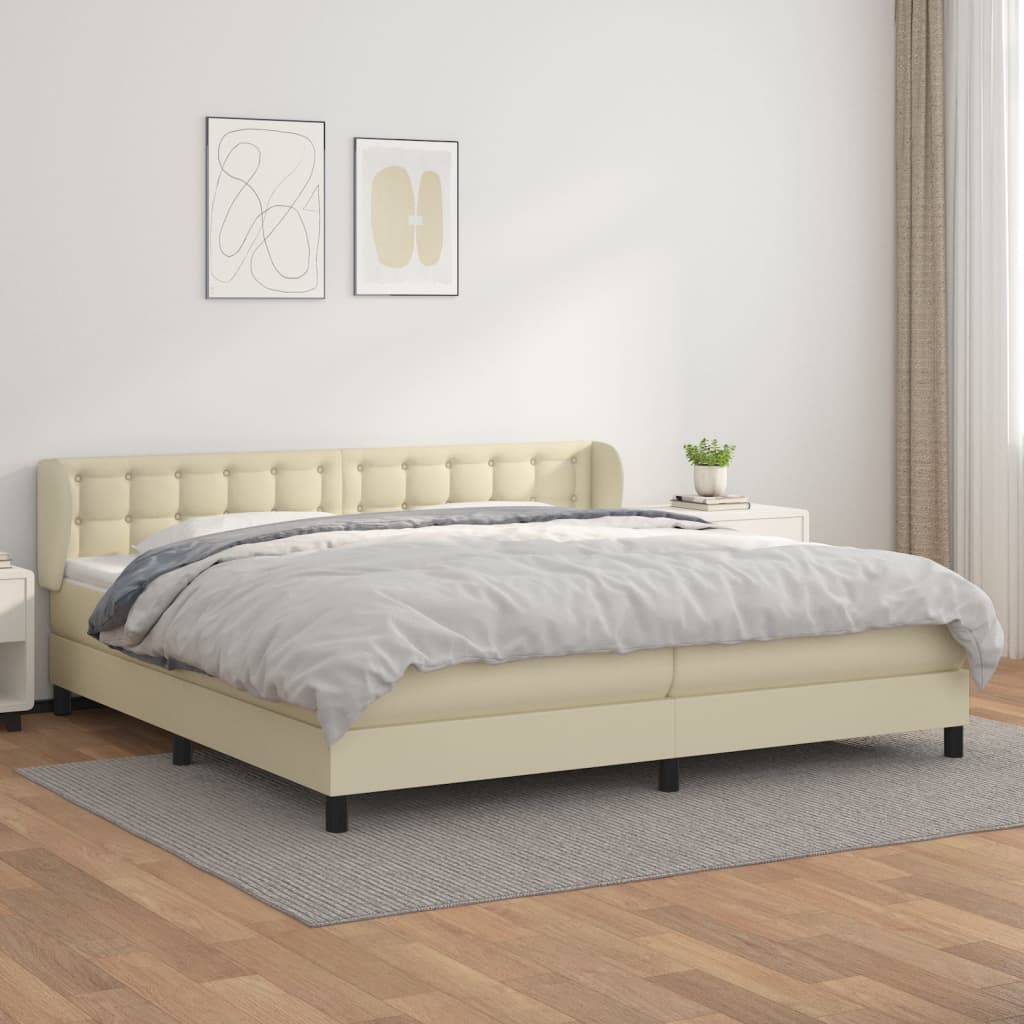 Boxspringbett Mit Matratze Kunstleder Creme