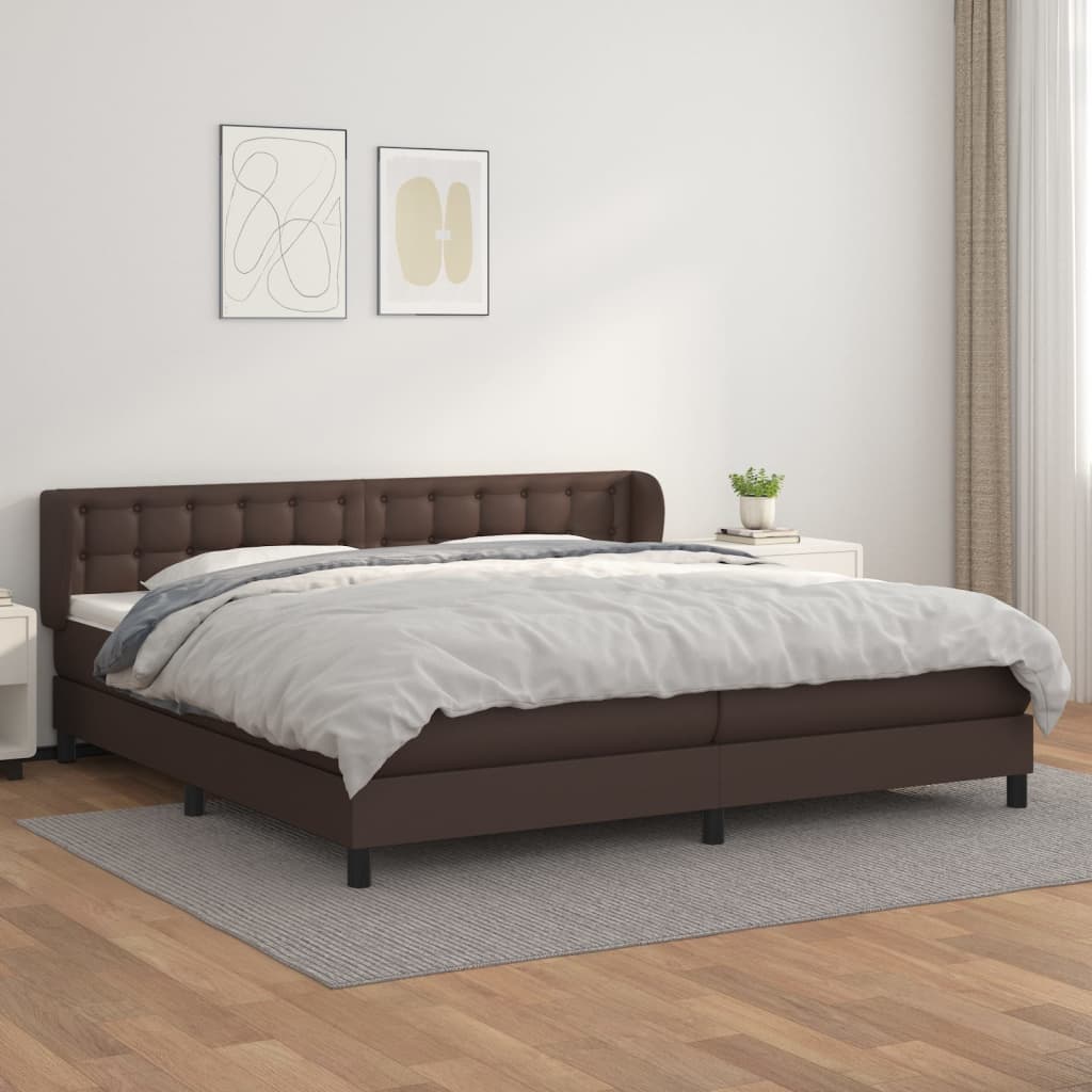 Boxspringbett Mit Matratze Kunstleder Braun