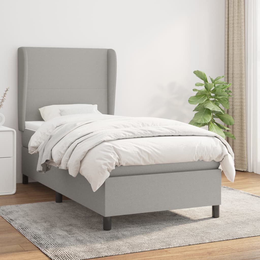 Boxspringbett Mit Matratze Stoff Hellgrau