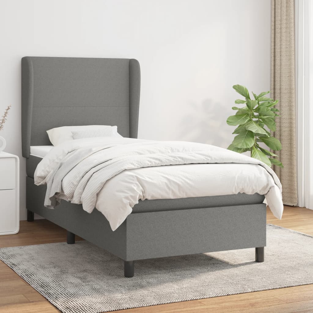 Boxspringbett Mit Matratze Stoff Dunkelgrau