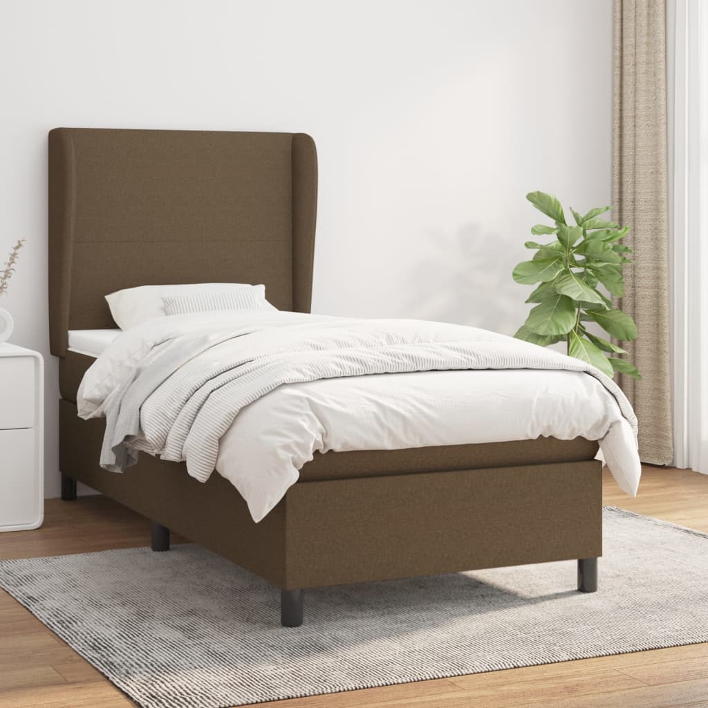 Boxspringbett Mit Matratze Stoff Dunkelbraun
