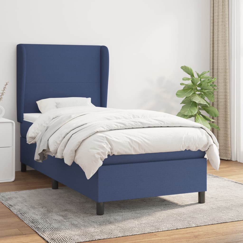 Boxspringbett Mit Matratze Stoff Blau