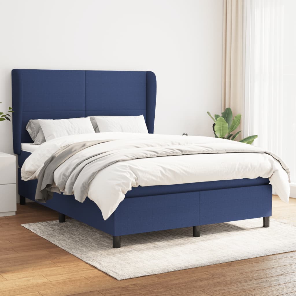 Boxspringbett Mit Matratze Stoff Blau