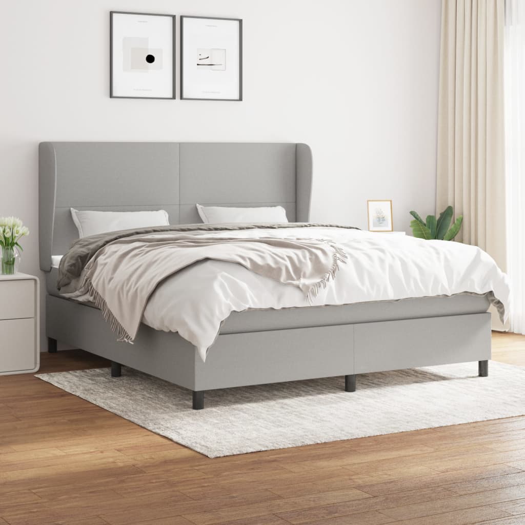 Boxspringbett Mit Matratze Stoff Hellgrau