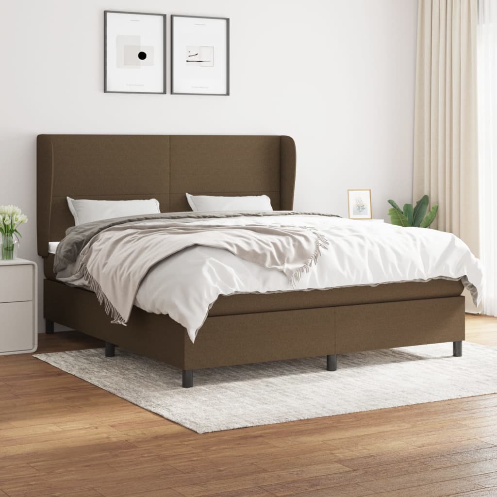 Boxspringbett Mit Matratze Stoff Dunkelbraun