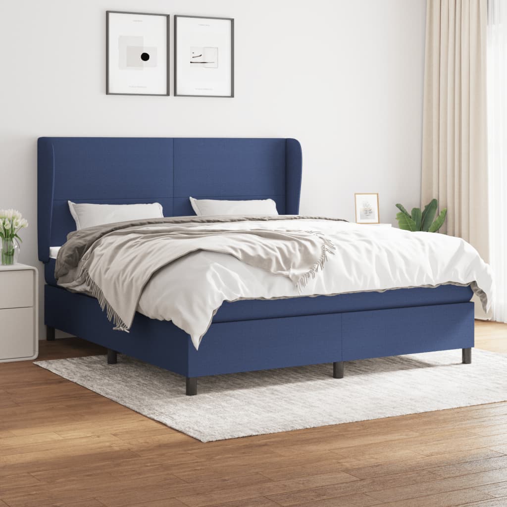 Boxspringbett Mit Matratze Stoff Blau