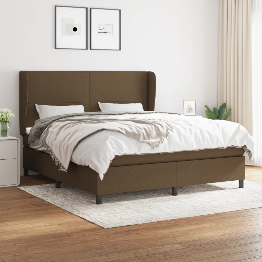 Boxspringbett Mit Matratze Stoff Dunkelbraun
