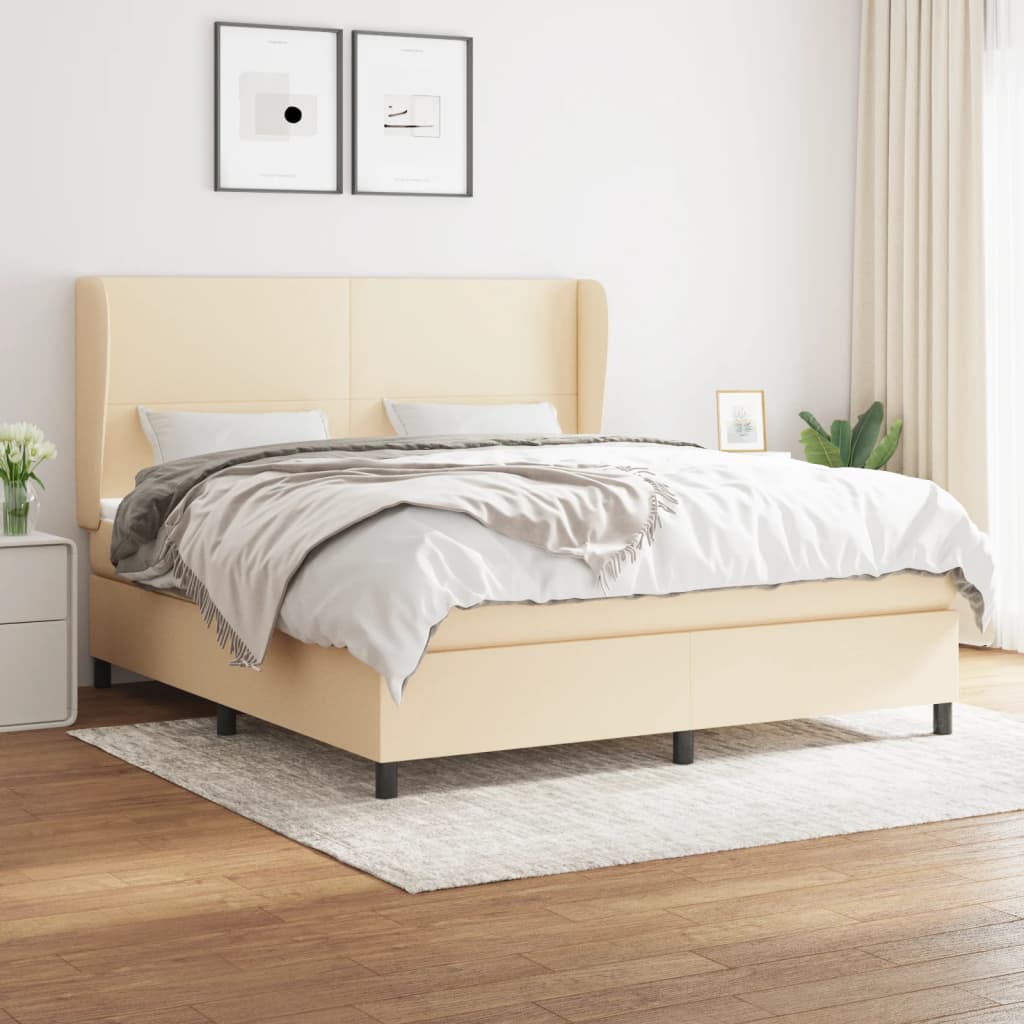 Boxspringbett Mit Matratze Stoff Creme