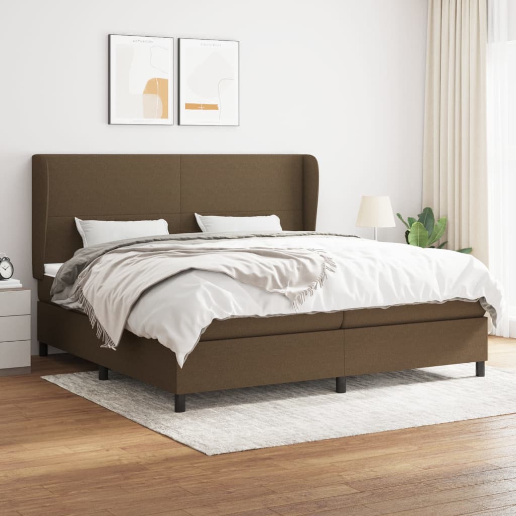 Boxspringbett Mit Matratze Stoff Dunkelbraun