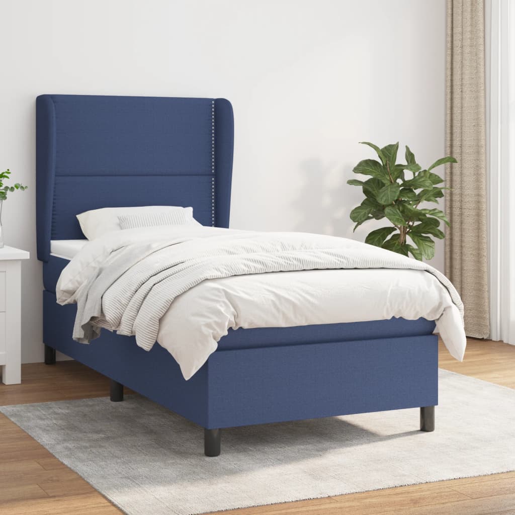 Boxspringbett Mit Matratze Stoff Blau