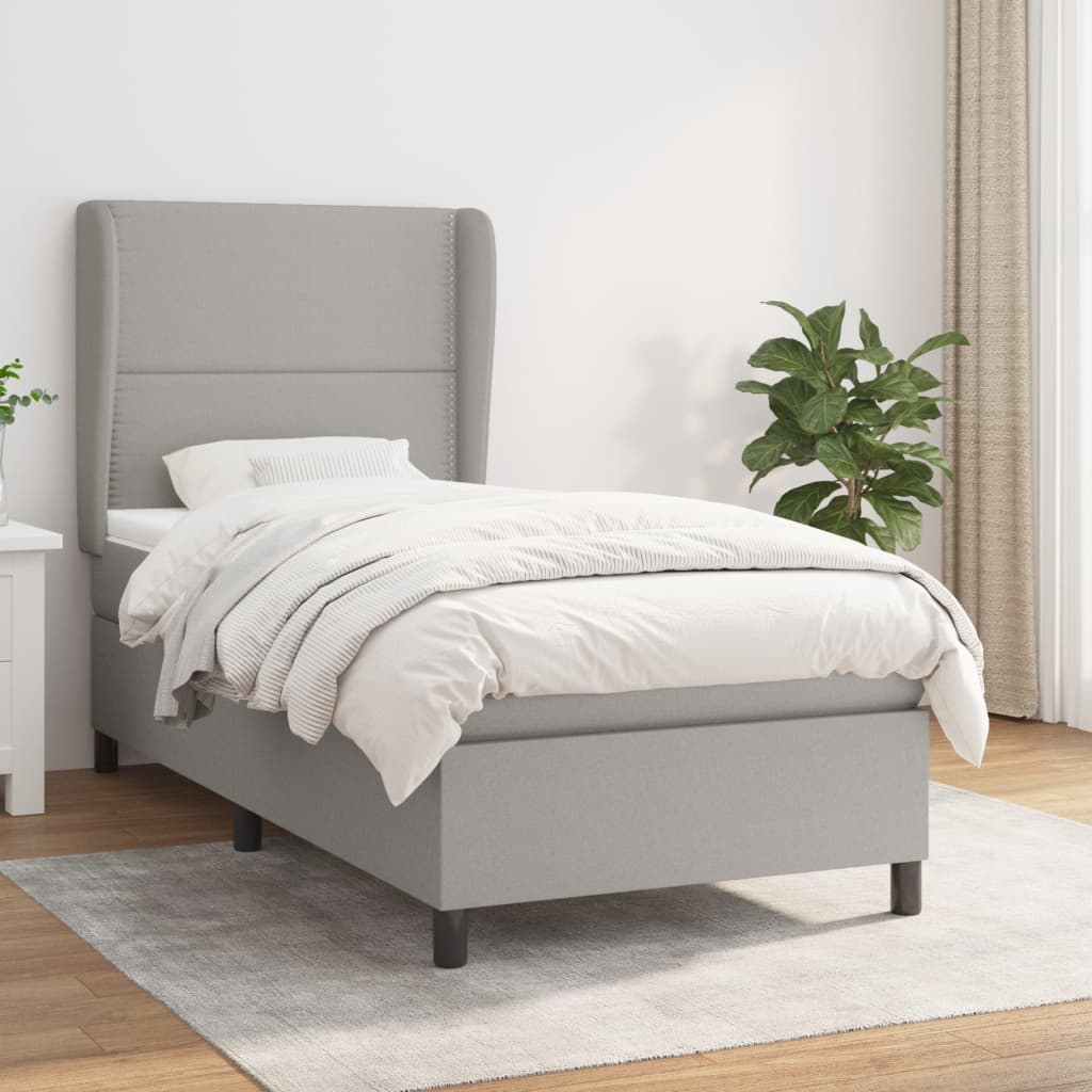 Boxspringbett Mit Matratze Stoff Hellgrau