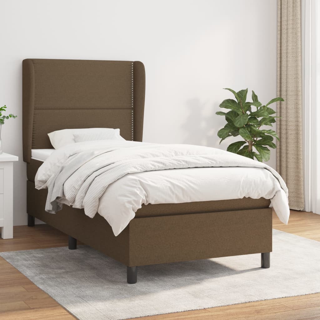 Boxspringbett Mit Matratze Stoff Dunkelbraun