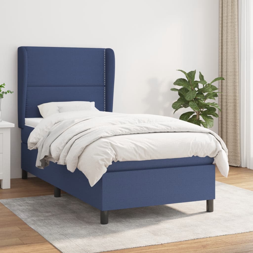 Boxspringbett Mit Matratze Stoff Blau