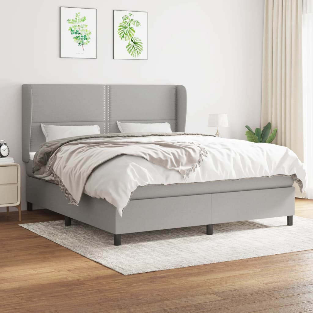 Boxspringbett Mit Matratze Stoff Hellgrau