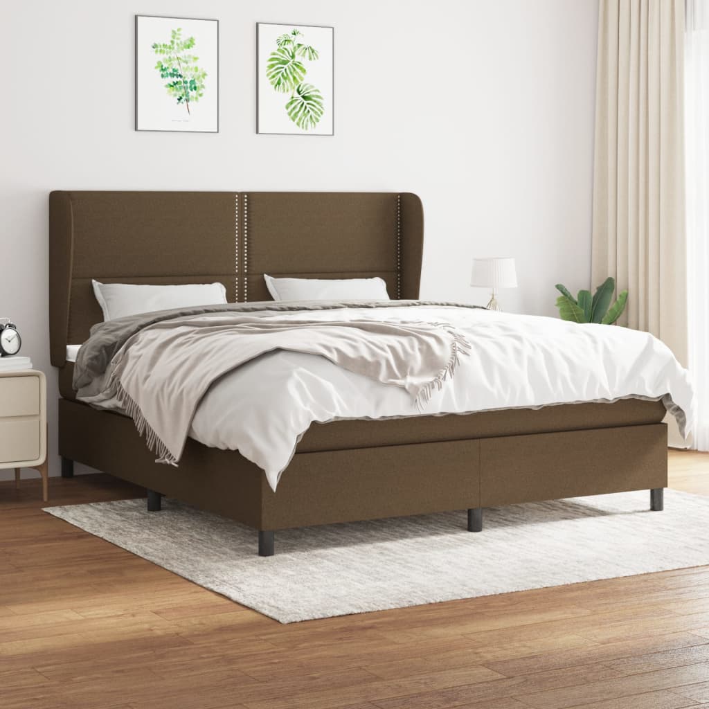 Boxspringbett Mit Matratze Stoff Dunkelbraun