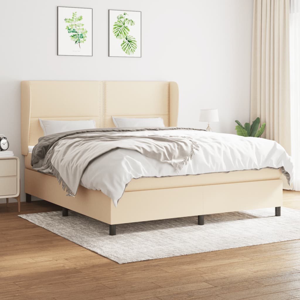 Boxspringbett Mit Matratze Stoff Creme