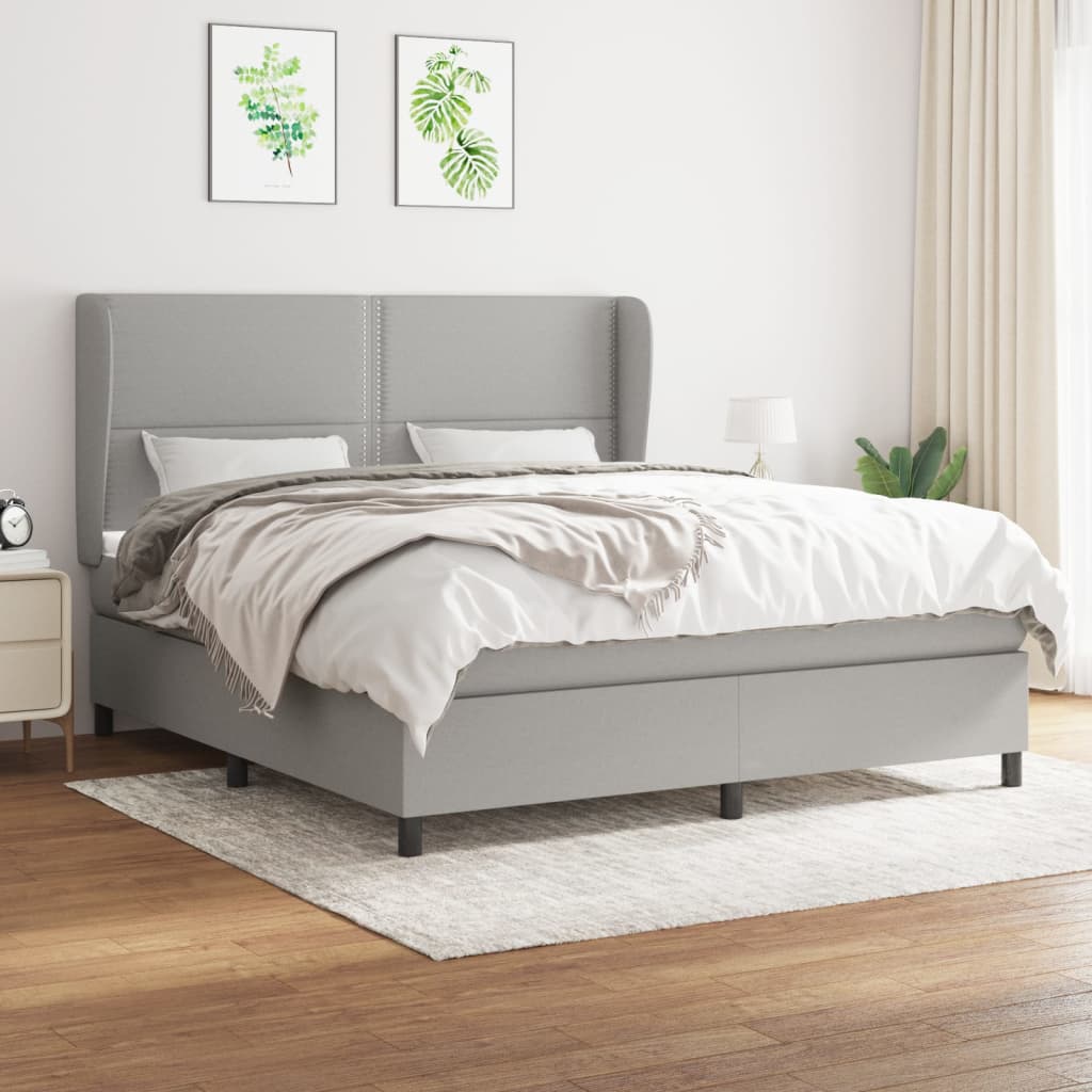 Boxspringbett Mit Matratze Stoff Hellgrau