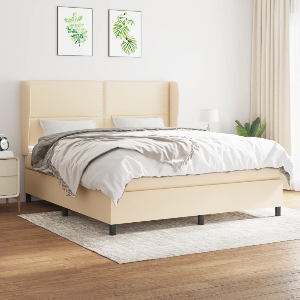 Boxspringbett Mit Matratze Stoff Creme
