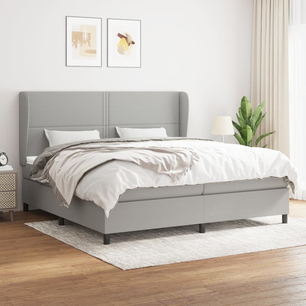 Boxspringbett Mit Matratze Stoff Hellgrau