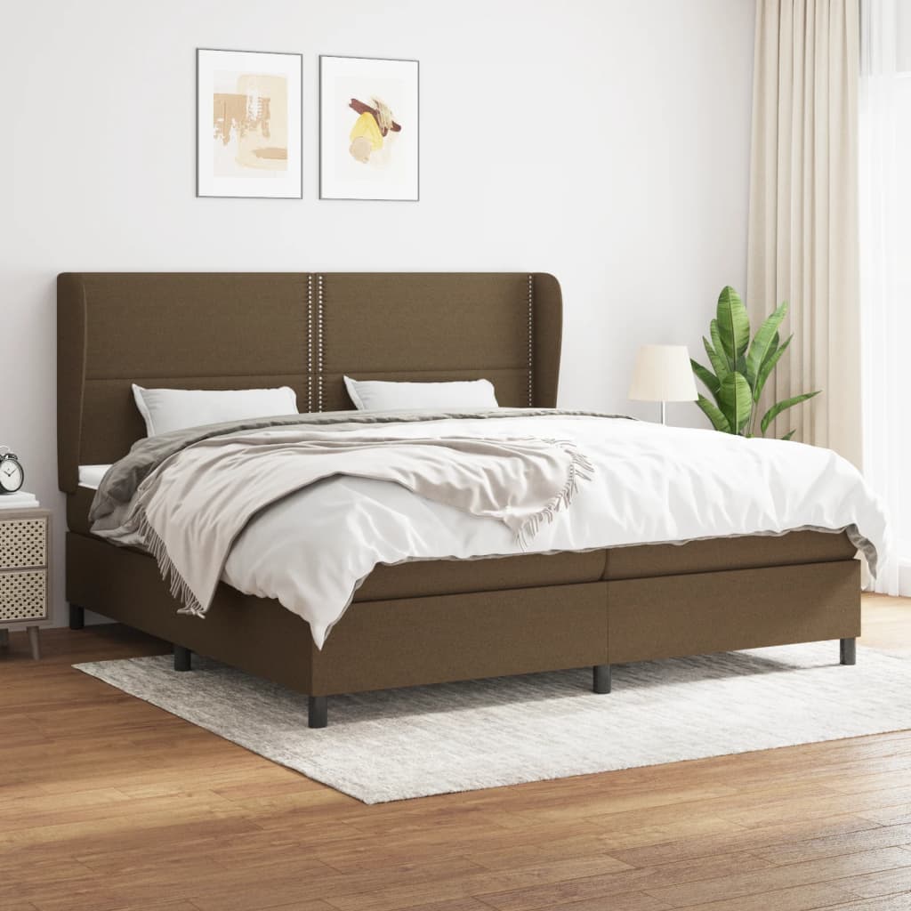 Boxspringbett Mit Matratze Stoff Dunkelbraun