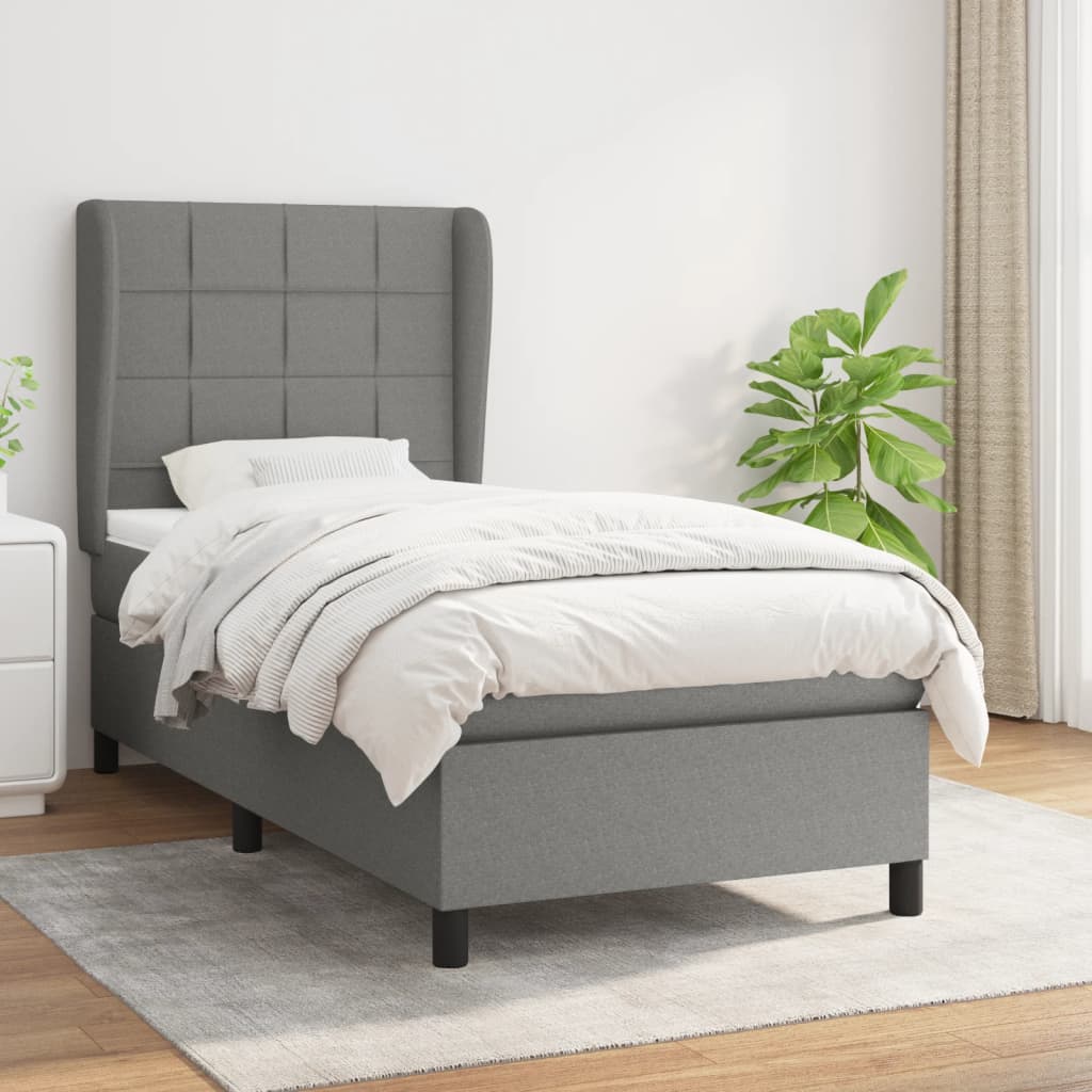 Boxspringbett Mit Matratze Stoff Dunkelgrau