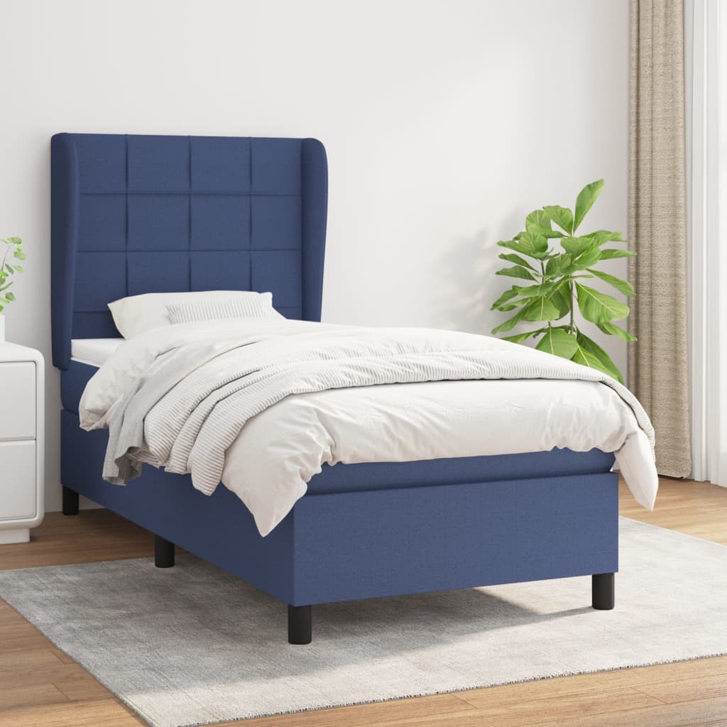 Boxspringbett Mit Matratze Stoff Blau