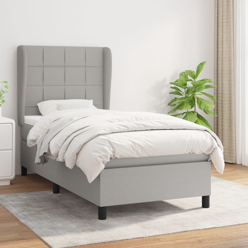 Boxspringbett Mit Matratze Stoff Hellgrau