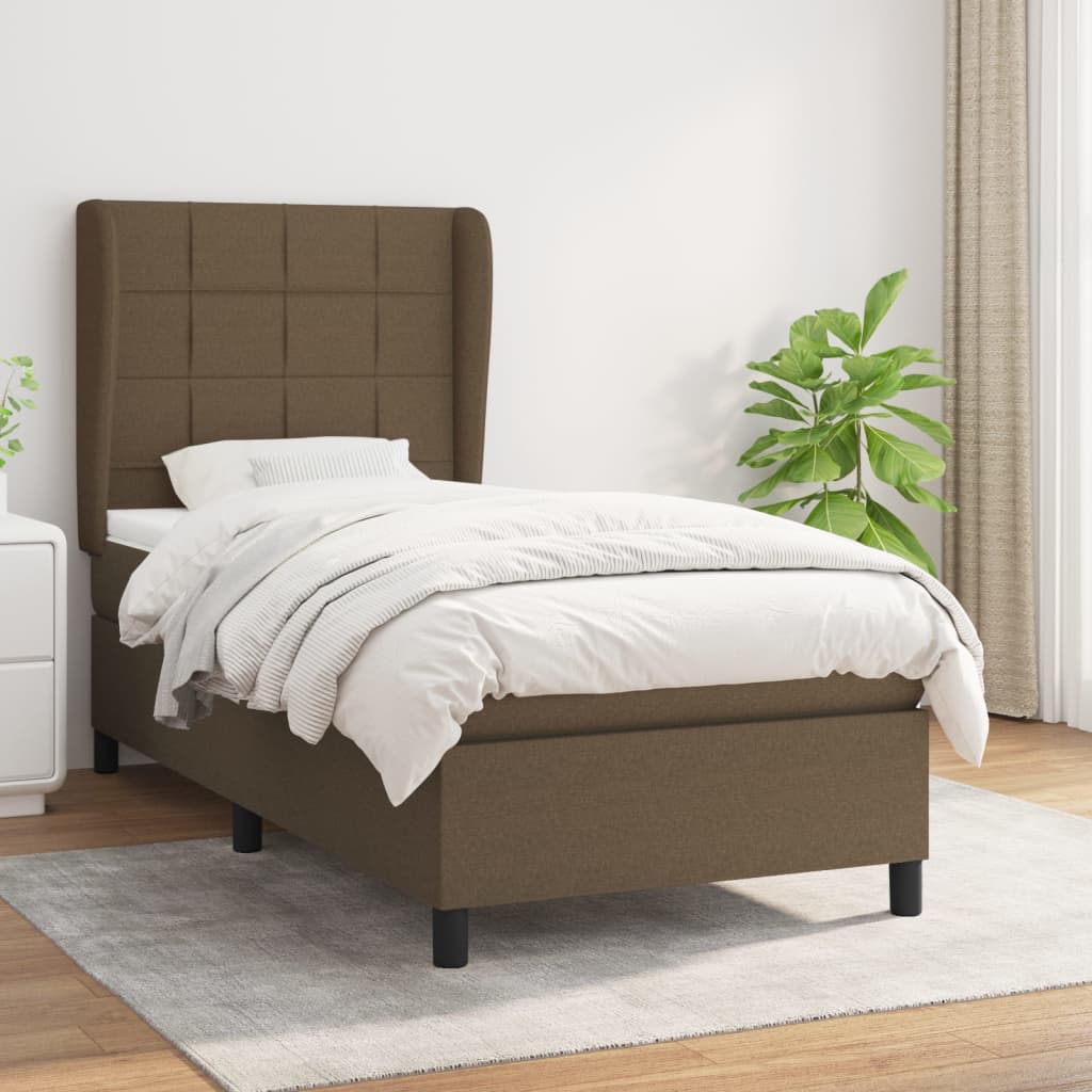 Boxspringbett Mit Matratze Stoff Dunkelbraun