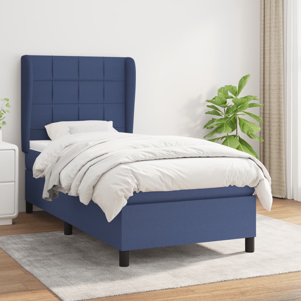 Boxspringbett Mit Matratze Stoff Blau