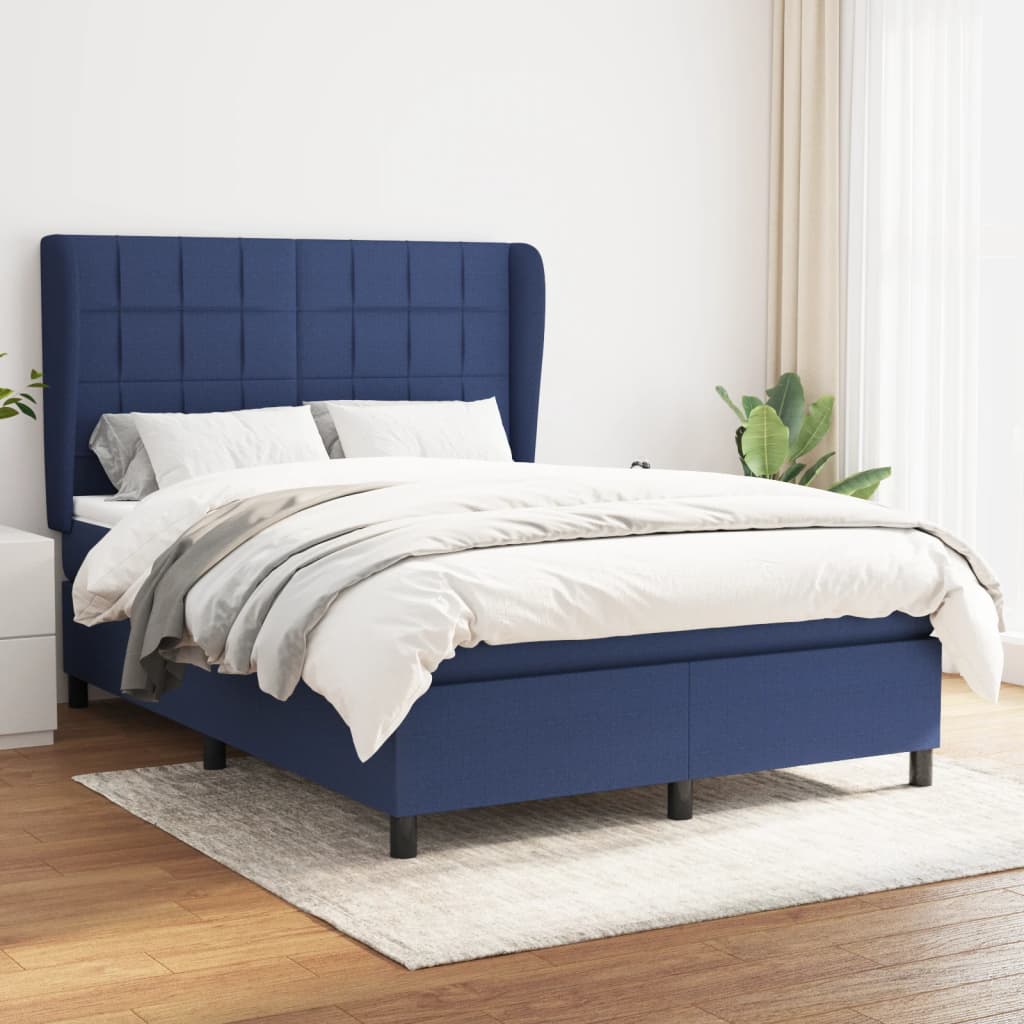 Boxspringbett Mit Matratze Stoff Blau