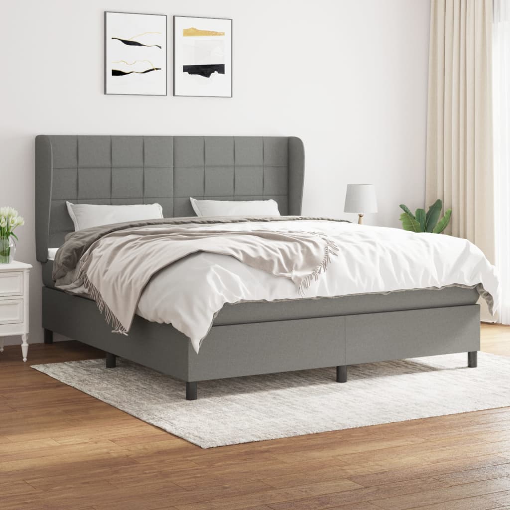 Boxspringbett Mit Matratze Stoff Dunkelgrau