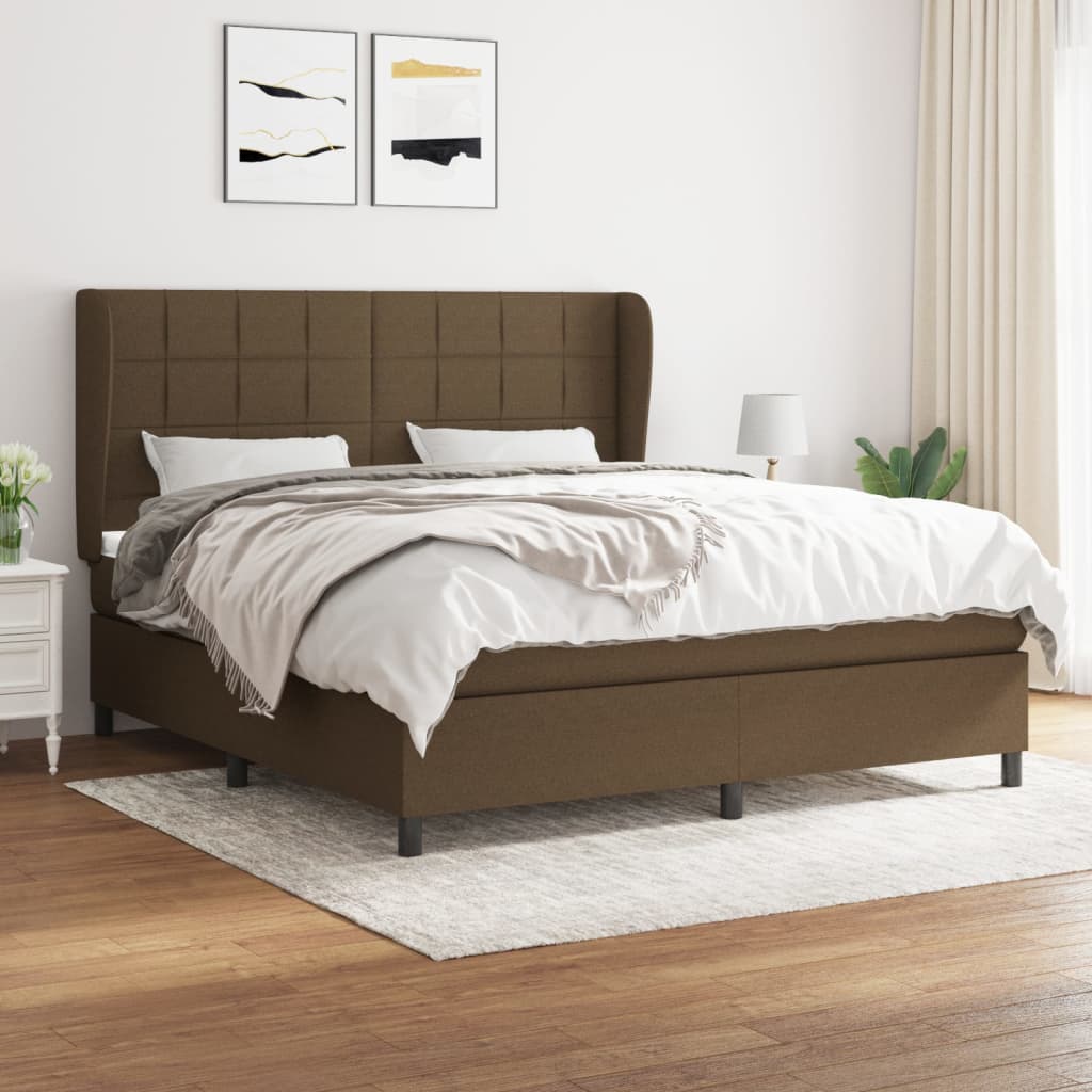 Boxspringbett Mit Matratze Stoff Dunkelbraun