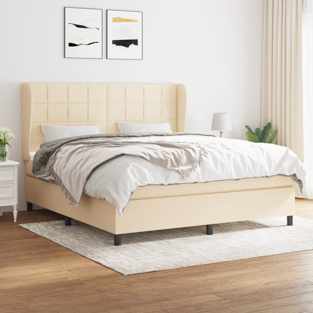 Boxspringbett Mit Matratze Stoff Creme