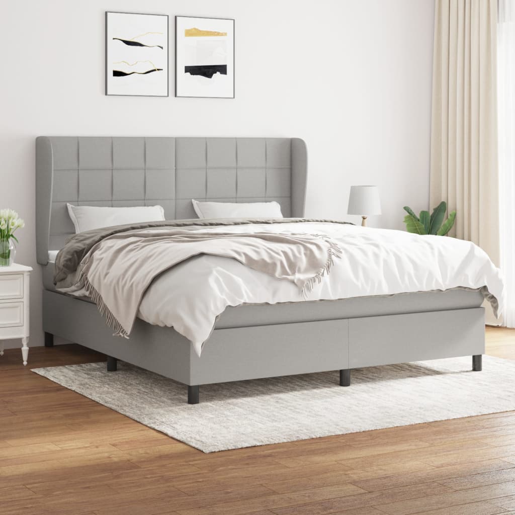 Boxspringbett Mit Matratze Stoff Hellgrau