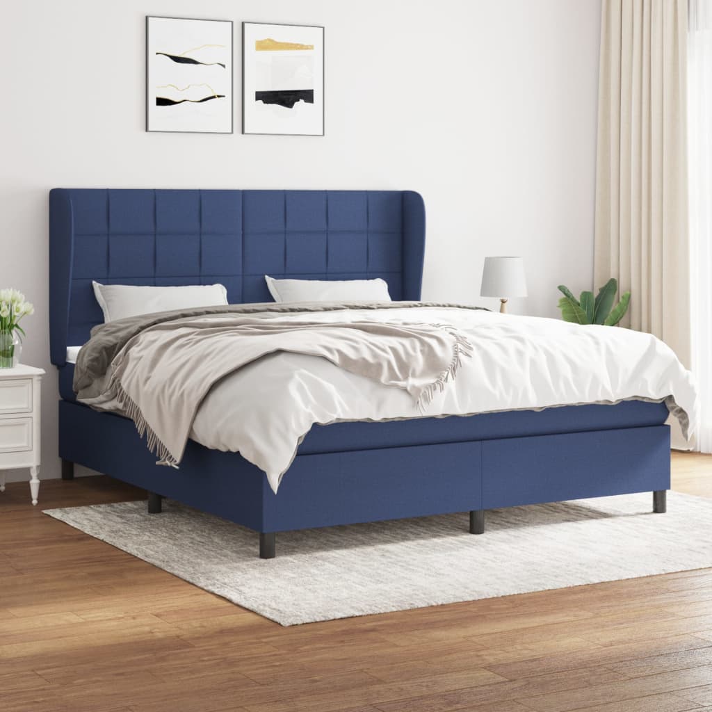 Boxspringbett Mit Matratze Stoff Blau
