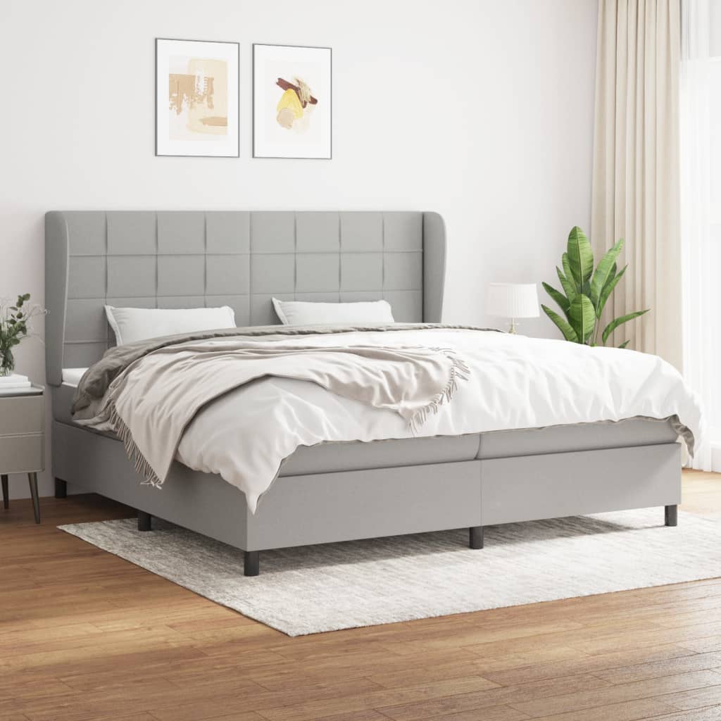 Boxspringbett Mit Matratze Stoff Hellgrau